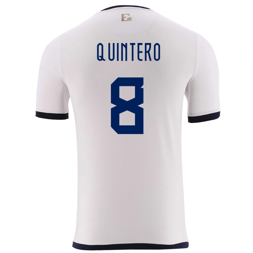 Danxen Mænd Ecuador Hólger Quintero #8 Hvid Udebane Spillertrøjer 24-26 Trøje T-Shirt