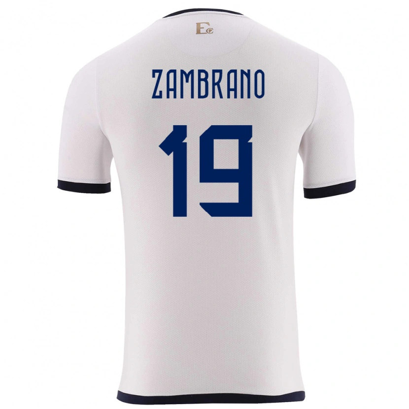 Danxen Mænd Ecuador Cristhoper Zambrano #19 Hvid Udebane Spillertrøjer 24-26 Trøje T-Shirt