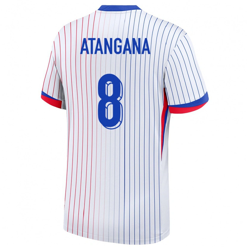 Danxen Mænd Frankrig Valentin Atangana #8 Hvid Udebane Spillertrøjer 24-26 Trøje T-Shirt