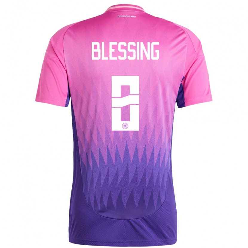 Danxen Mænd Tyskland Èlisée Blessing #8 Pink Lilla Udebane Spillertrøjer 24-26 Trøje T-Shirt