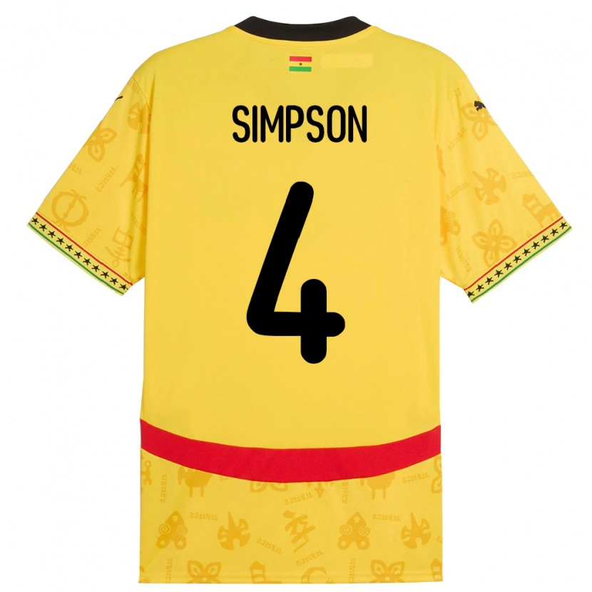Danxen Mænd Ghana Razak Simpson #4 Gul Udebane Spillertrøjer 24-26 Trøje T-Shirt