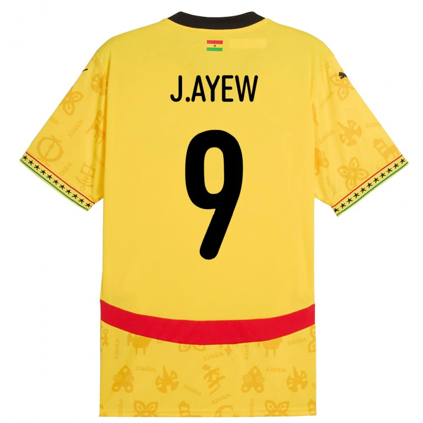 Danxen Mænd Ghana Jordan Ayew #9 Gul Udebane Spillertrøjer 24-26 Trøje T-Shirt