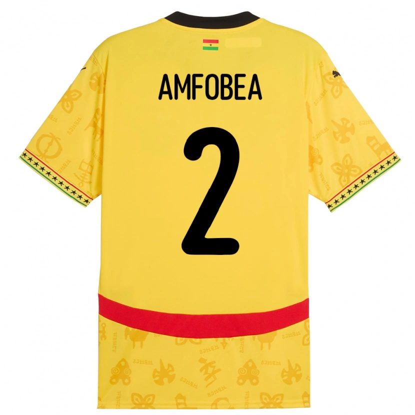 Danxen Mænd Ghana Gladys Amfobea #2 Gul Udebane Spillertrøjer 24-26 Trøje T-Shirt