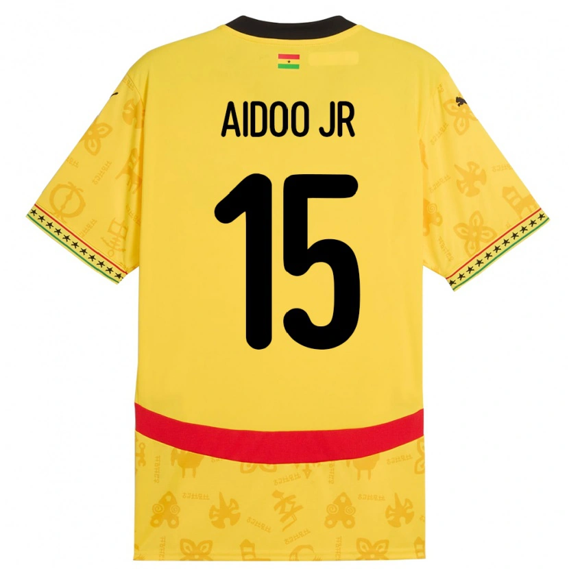 Danxen Mænd Ghana Joseph Aidoo #15 Gul Udebane Spillertrøjer 24-26 Trøje T-Shirt