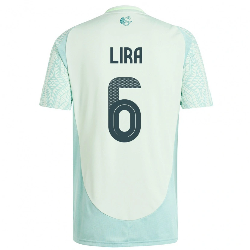 Danxen Mænd Mexico Érik Lira #6 Linen Grøn Udebane Spillertrøjer 24-26 Trøje T-Shirt