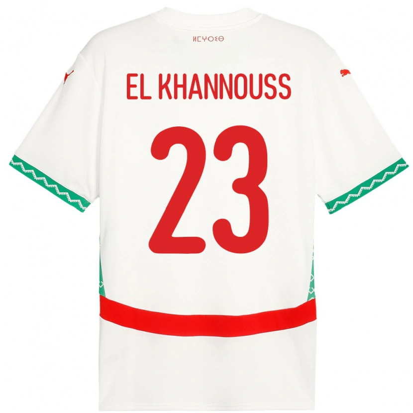 Danxen Mænd Marokko Bilal El Khannouss #23 Hvid Udebane Spillertrøjer 24-26 Trøje T-Shirt