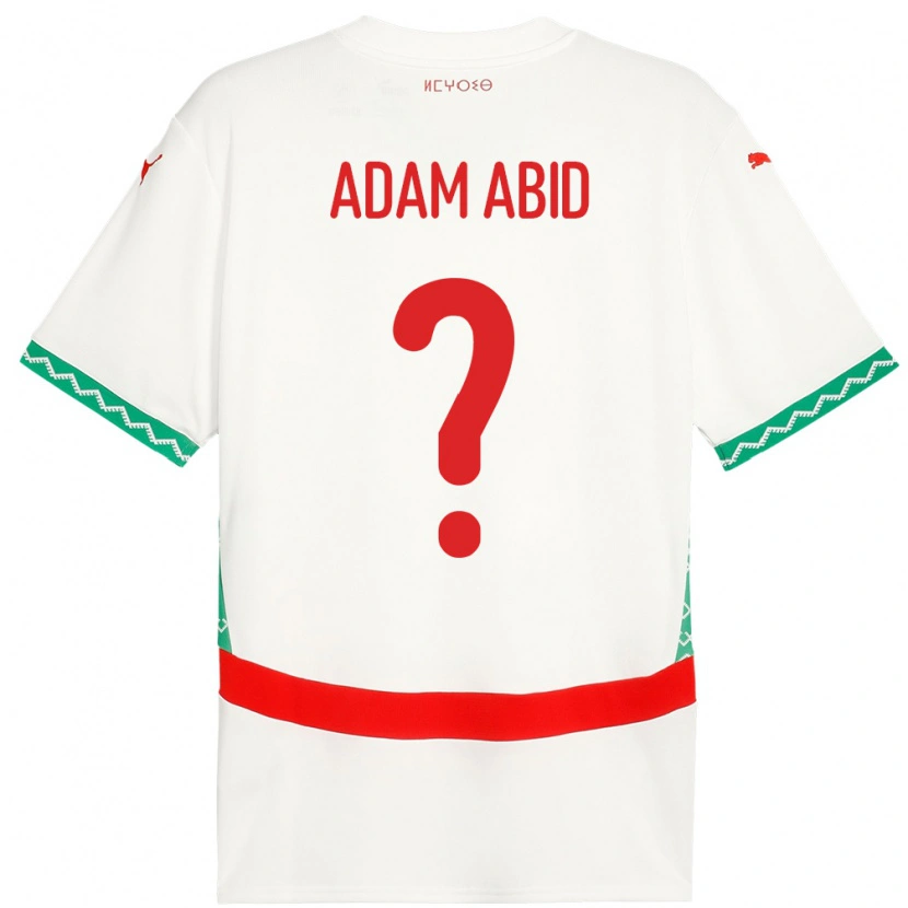Danxen Mænd Marokko Mohamed Adam Abid #0 Hvid Udebane Spillertrøjer 24-26 Trøje T-Shirt