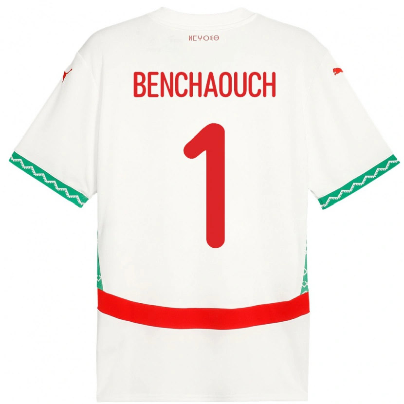 Danxen Mænd Marokko Yanis Benchaouch #1 Hvid Udebane Spillertrøjer 24-26 Trøje T-Shirt