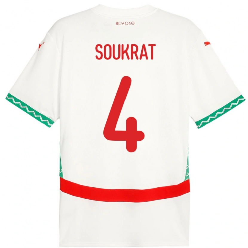 Danxen Mænd Marokko Bilal Soukrat #4 Hvid Udebane Spillertrøjer 24-26 Trøje T-Shirt