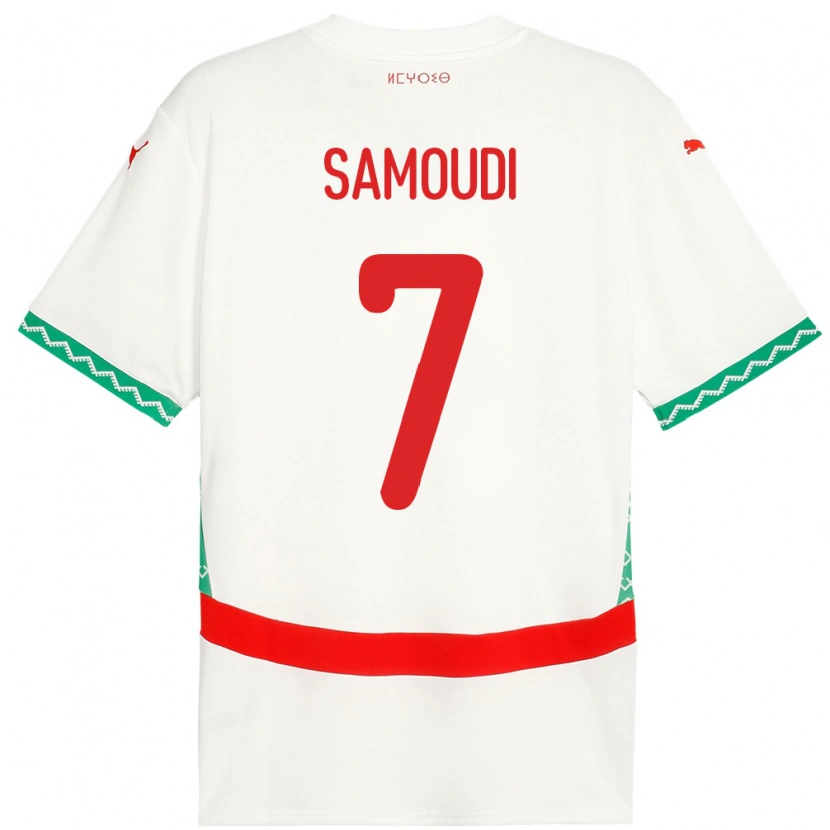 Danxen Mænd Marokko Anas Samoudi #7 Hvid Udebane Spillertrøjer 24-26 Trøje T-Shirt