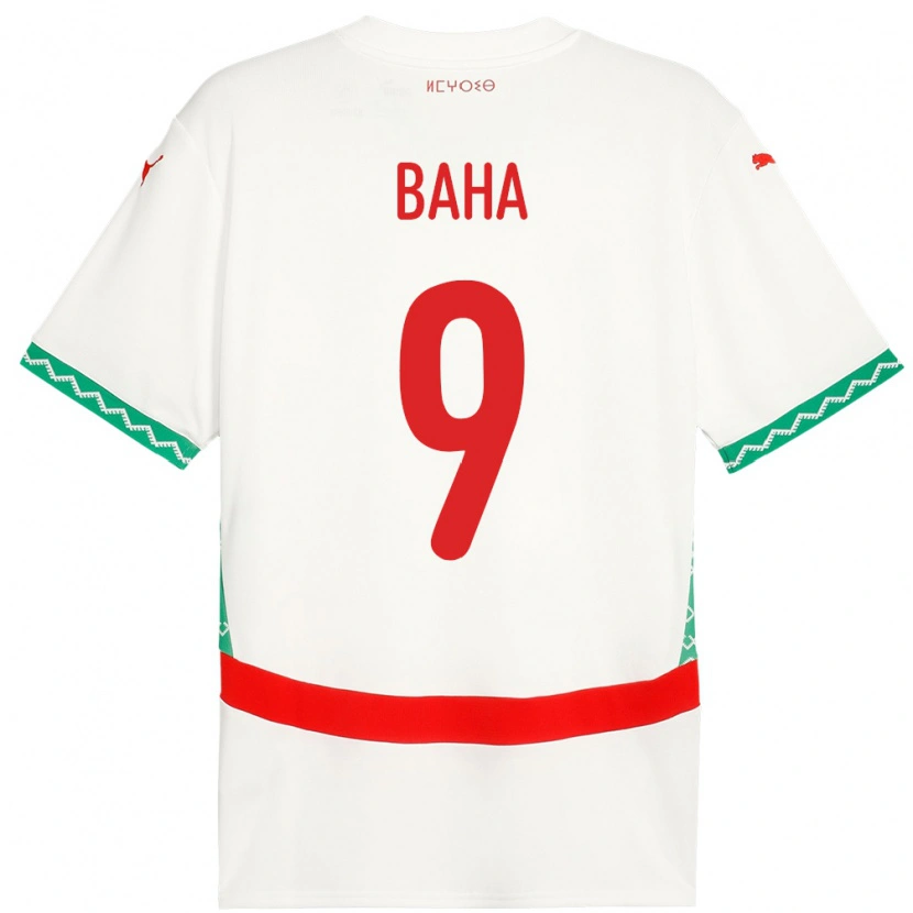Danxen Mænd Marokko Ziyad Baha #9 Hvid Udebane Spillertrøjer 24-26 Trøje T-Shirt