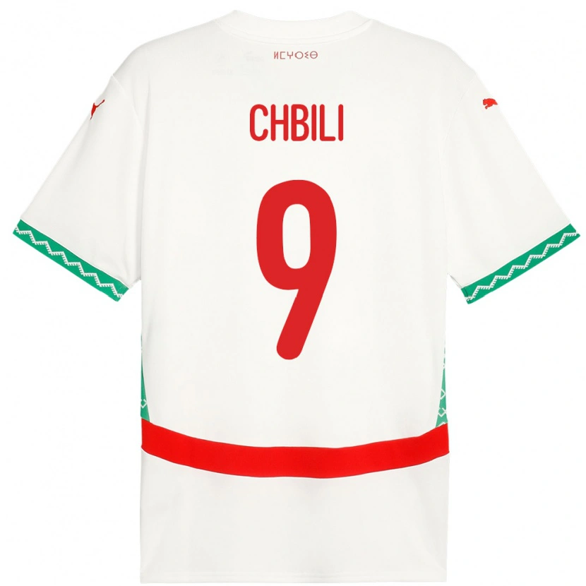 Danxen Mænd Marokko Ismail Chbili #9 Hvid Udebane Spillertrøjer 24-26 Trøje T-Shirt