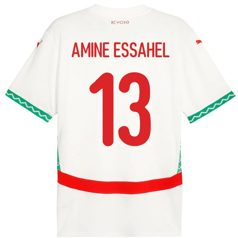 Danxen Mænd Marokko Mohamed Amine Essahel #13 Hvid Udebane Spillertrøjer 24-26 Trøje T-Shirt