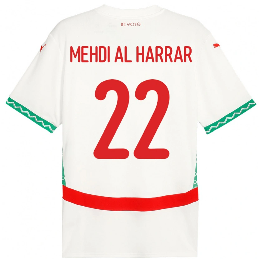 Danxen Mænd Marokko El Mehdi Al Harrar #22 Hvid Udebane Spillertrøjer 24-26 Trøje T-Shirt