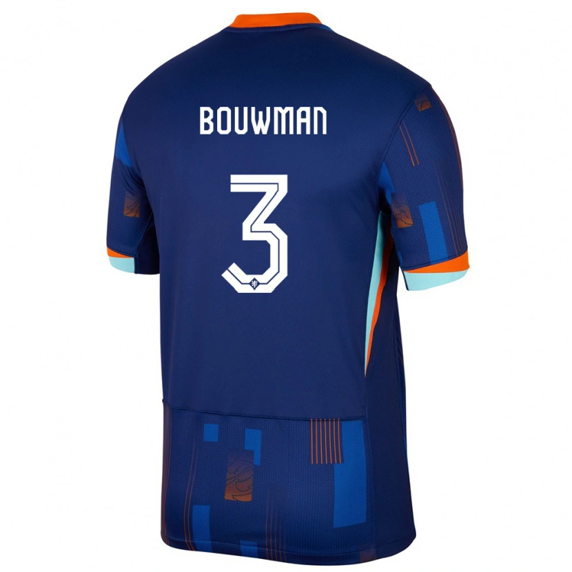 Danxen Mænd Holland Aaron Bouwman #3 Blå Udebane Spillertrøjer 24-26 Trøje T-Shirt