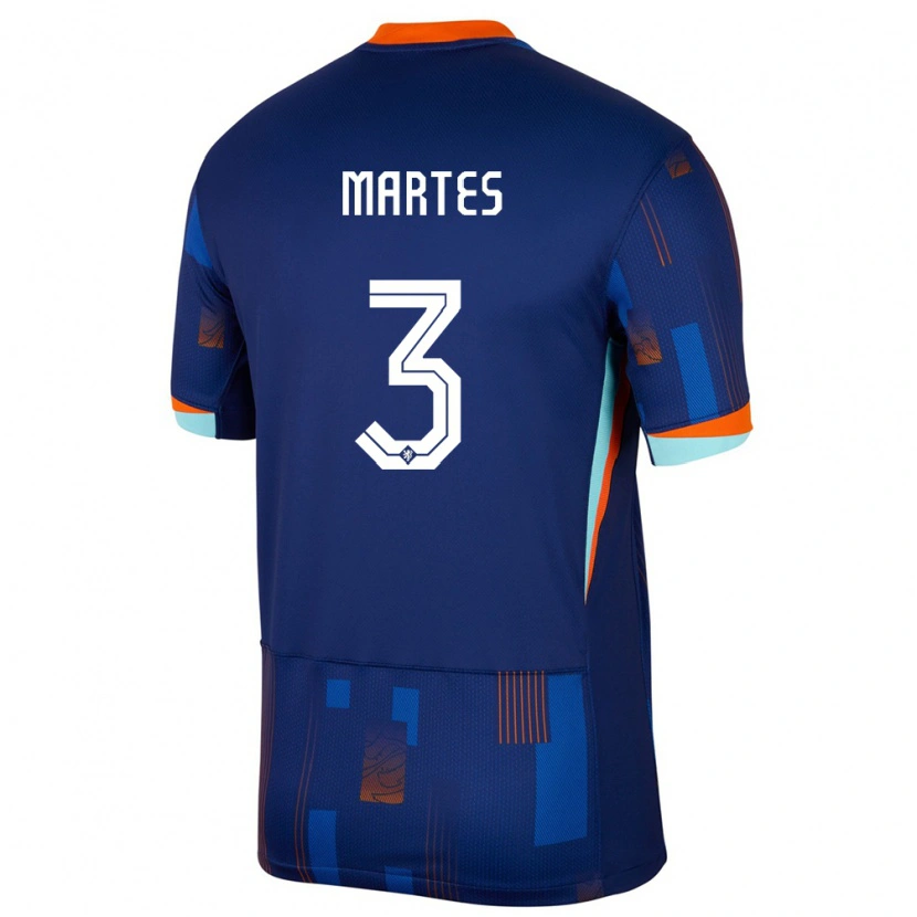 Danxen Mænd Holland Lushendry Martes #3 Blå Udebane Spillertrøjer 24-26 Trøje T-Shirt