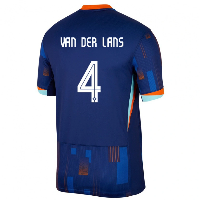 Danxen Mænd Holland Mylo Van Der Lans #4 Blå Udebane Spillertrøjer 24-26 Trøje T-Shirt