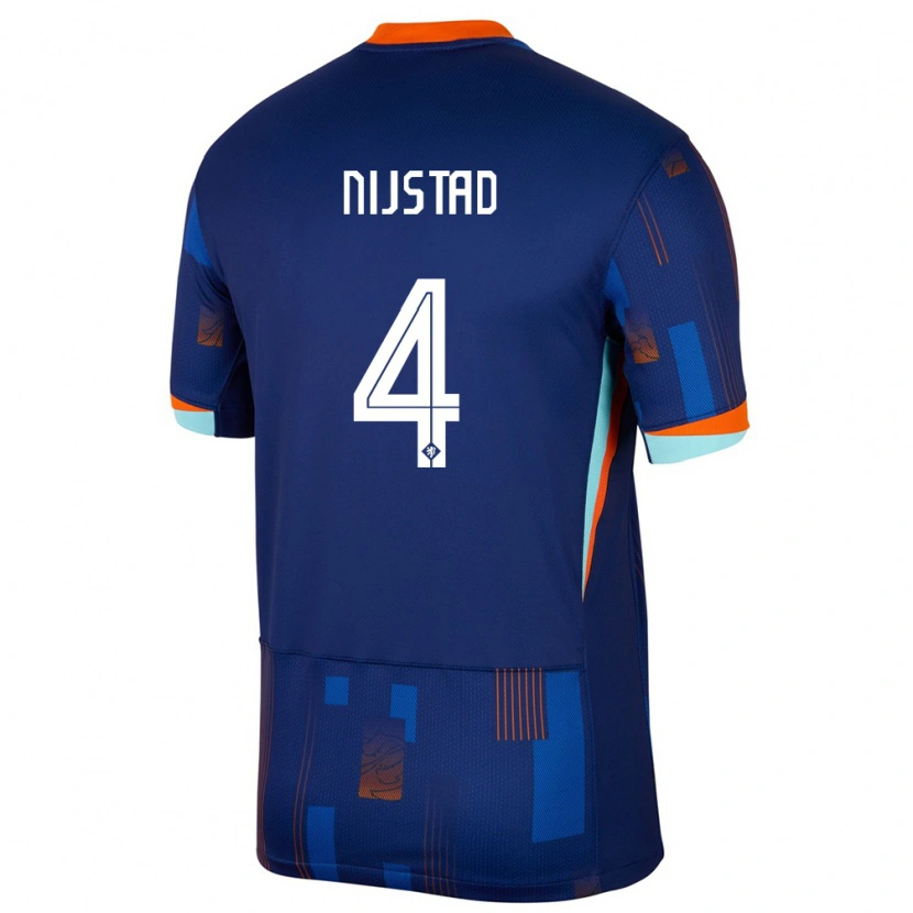 Danxen Mænd Holland Ruud Nijstad #4 Blå Udebane Spillertrøjer 24-26 Trøje T-Shirt