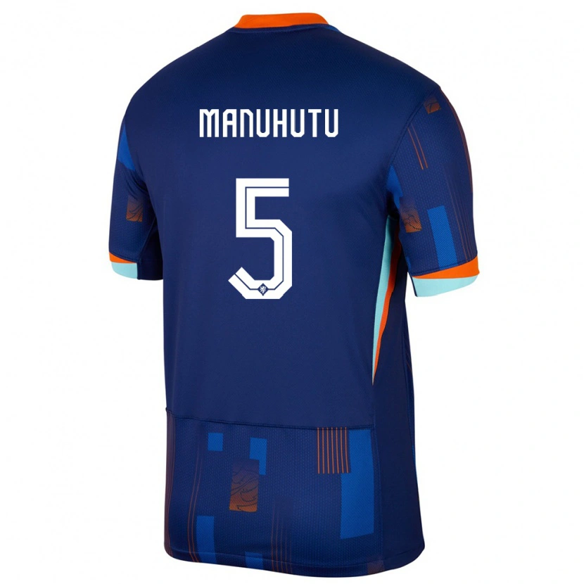 Danxen Mænd Holland Rivas Manuhutu #5 Blå Udebane Spillertrøjer 24-26 Trøje T-Shirt