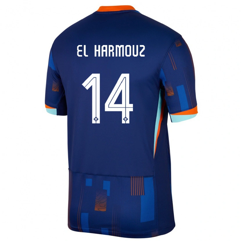 Danxen Mænd Holland Nassim El Harmouz #14 Blå Udebane Spillertrøjer 24-26 Trøje T-Shirt
