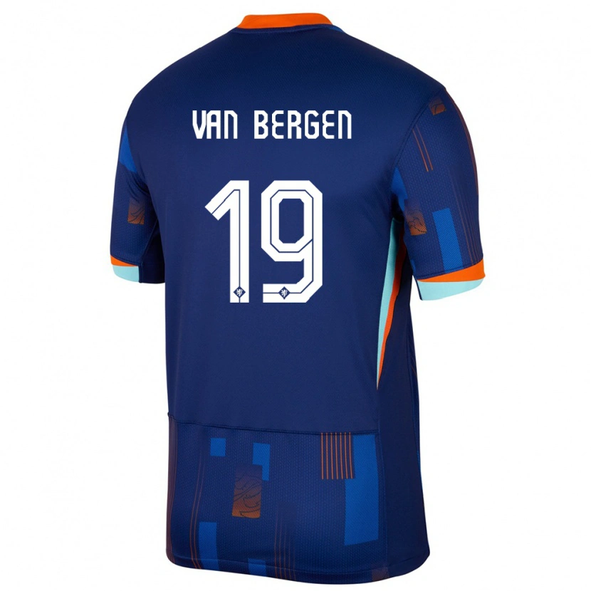 Danxen Mænd Holland Thom Van Bergen #19 Blå Udebane Spillertrøjer 24-26 Trøje T-Shirt