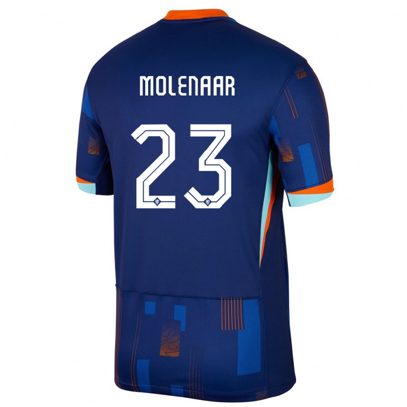 Danxen Mænd Holland Finn Molenaar #23 Blå Udebane Spillertrøjer 24-26 Trøje T-Shirt
