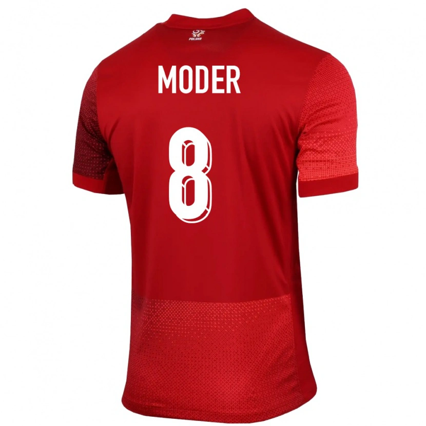 Danxen Mænd Polen Jakub Moder #8 Rød Udebane Spillertrøjer 24-26 Trøje T-Shirt