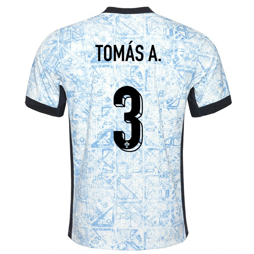 Danxen Mænd Portugal Tomás Araújo #3 Creme Blå Udebane Spillertrøjer 24-26 Trøje T-Shirt