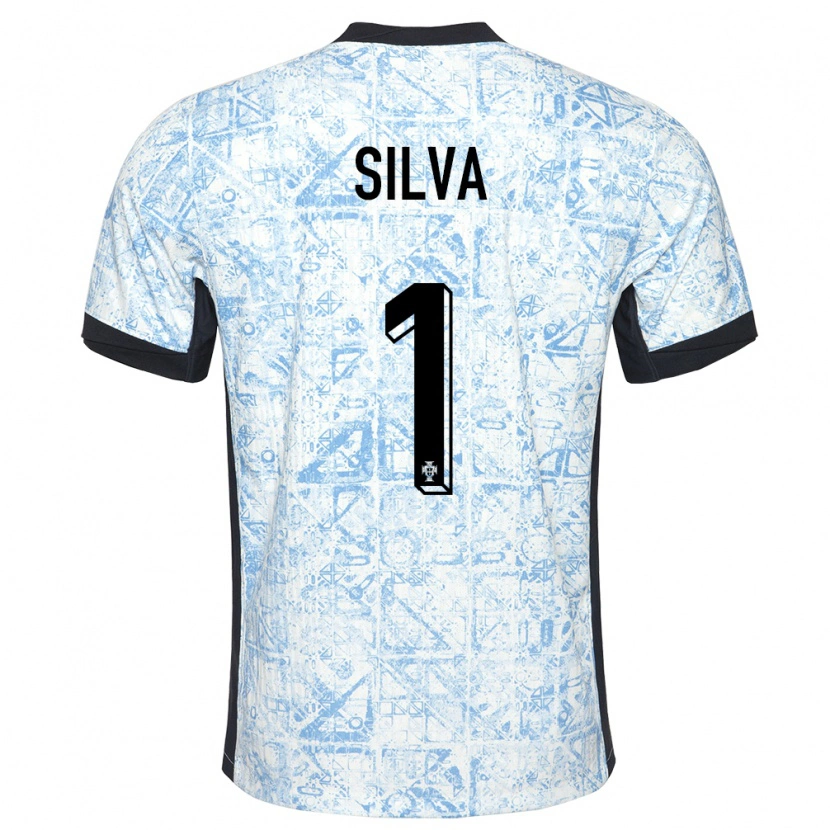 Danxen Mænd Portugal Dinis Silva #1 Creme Blå Udebane Spillertrøjer 24-26 Trøje T-Shirt