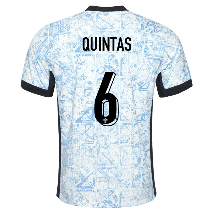 Danxen Mænd Portugal Rafael Quintas #6 Creme Blå Udebane Spillertrøjer 24-26 Trøje T-Shirt