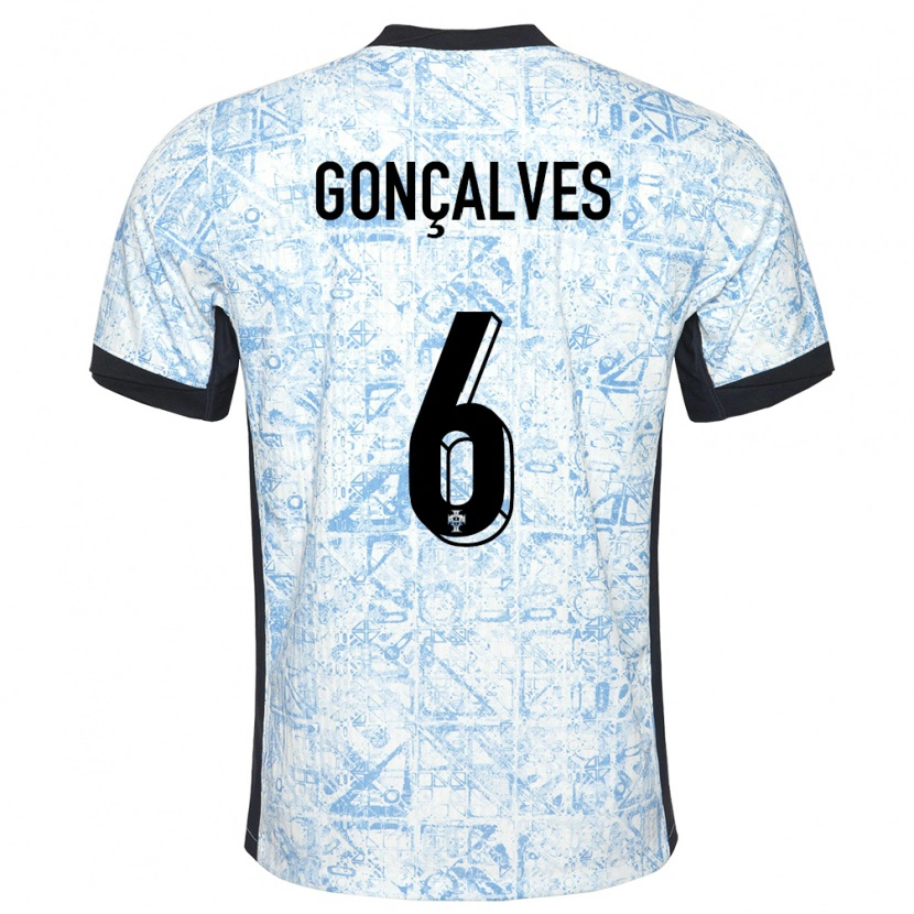 Danxen Mænd Portugal Rodrigo Gonçalves #6 Creme Blå Udebane Spillertrøjer 24-26 Trøje T-Shirt