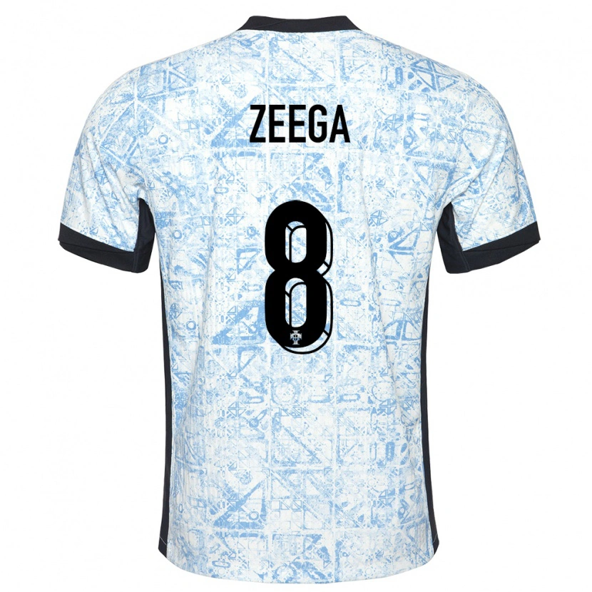 Danxen Mænd Portugal Zeega #8 Creme Blå Udebane Spillertrøjer 24-26 Trøje T-Shirt
