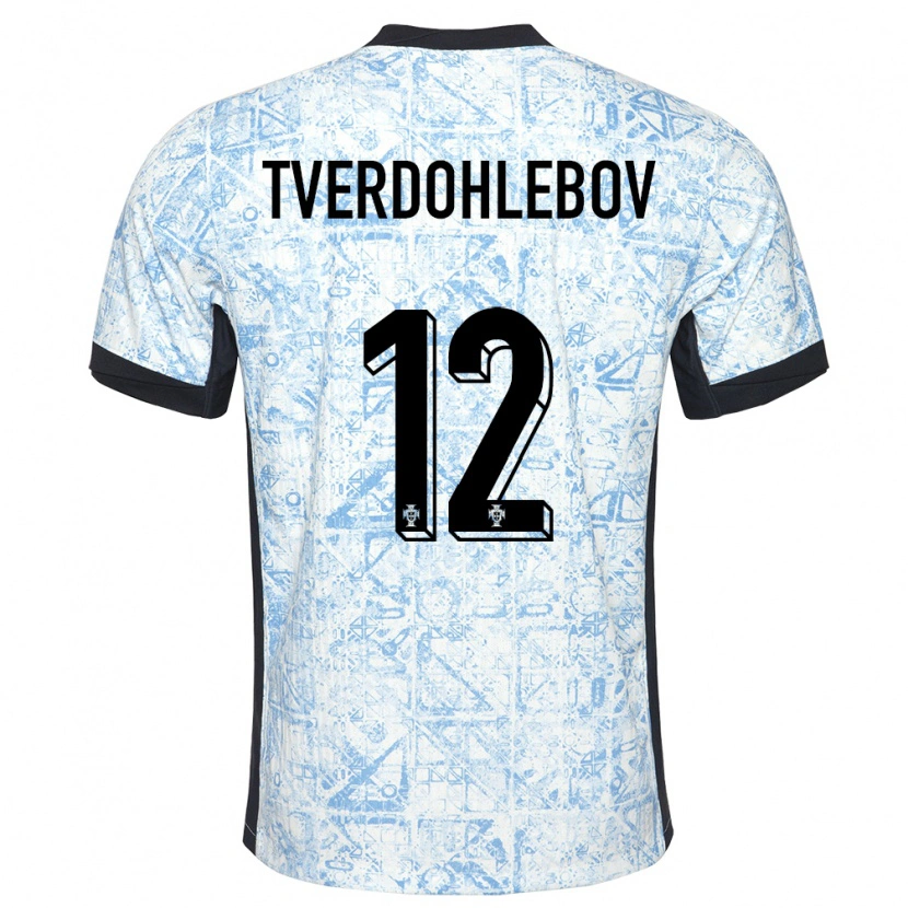 Danxen Mænd Portugal Alex Tverdohlebov #12 Creme Blå Udebane Spillertrøjer 24-26 Trøje T-Shirt