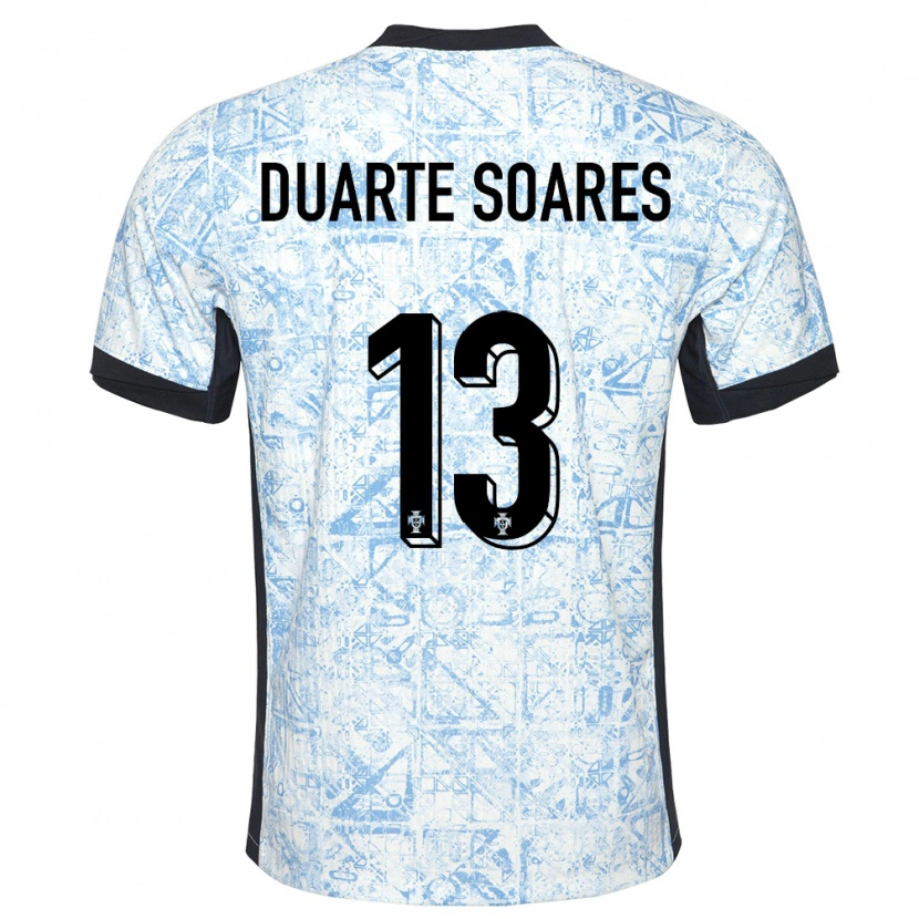 Danxen Mænd Portugal Duarte Soares #13 Creme Blå Udebane Spillertrøjer 24-26 Trøje T-Shirt