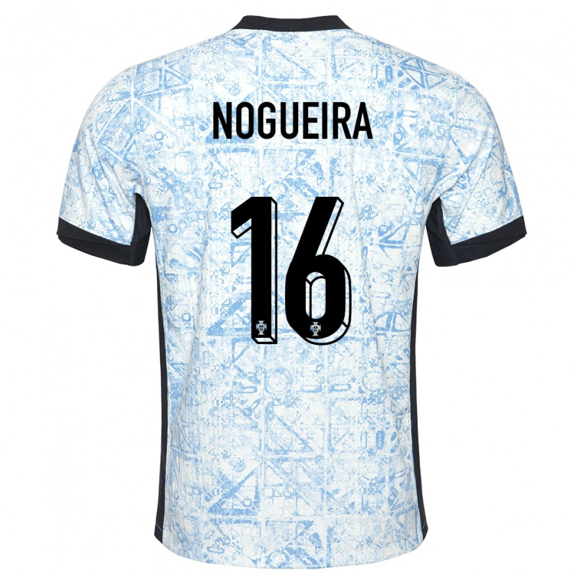 Danxen Mænd Portugal Rodrigo Nogueira #16 Creme Blå Udebane Spillertrøjer 24-26 Trøje T-Shirt
