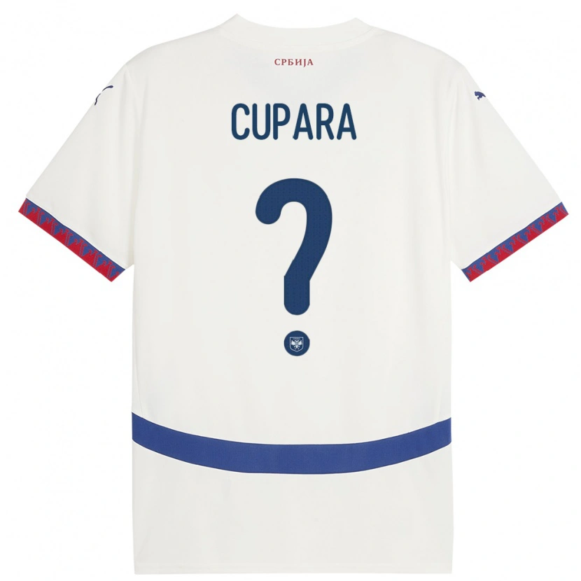 Danxen Mænd Serbien Dusan Cupara #0 Hvid Udebane Spillertrøjer 24-26 Trøje T-Shirt