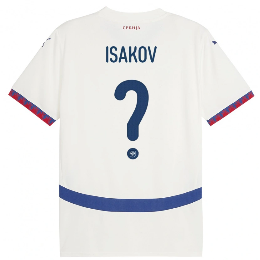 Danxen Mænd Serbien Dusan Isakov #0 Hvid Udebane Spillertrøjer 24-26 Trøje T-Shirt