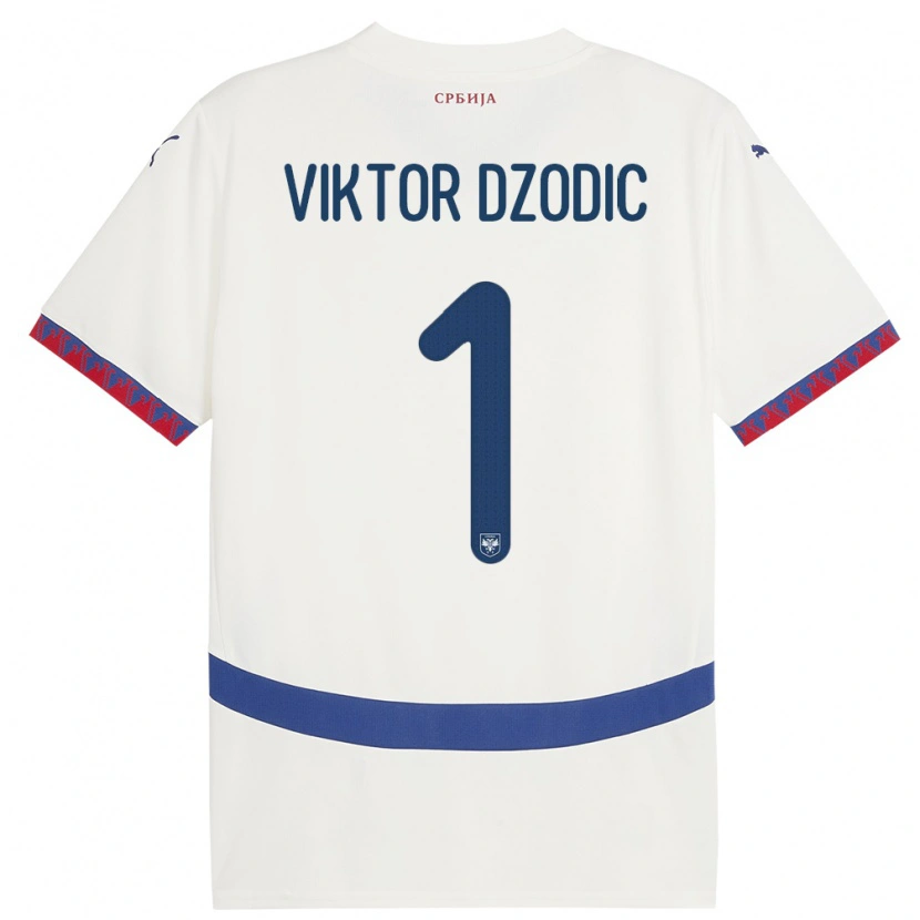 Danxen Mænd Serbien Viktor Dzodic #1 Hvid Udebane Spillertrøjer 24-26 Trøje T-Shirt