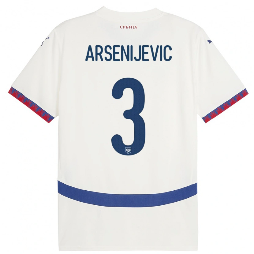 Danxen Mænd Serbien Andrej Arsenijevic #3 Hvid Udebane Spillertrøjer 24-26 Trøje T-Shirt