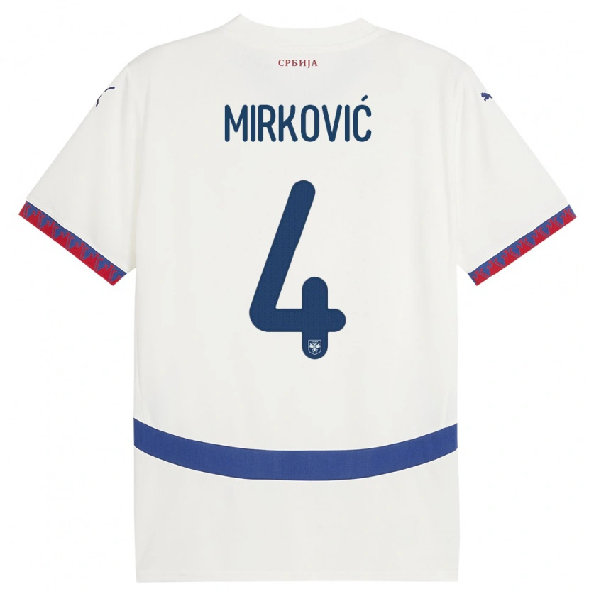 Danxen Mænd Serbien Nemanja Mirković #4 Hvid Udebane Spillertrøjer 24-26 Trøje T-Shirt