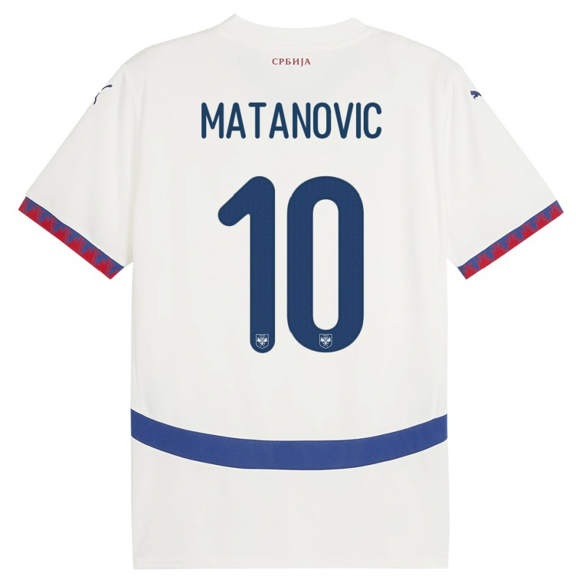 Danxen Mænd Serbien Ognjen Matanovic #10 Hvid Udebane Spillertrøjer 24-26 Trøje T-Shirt