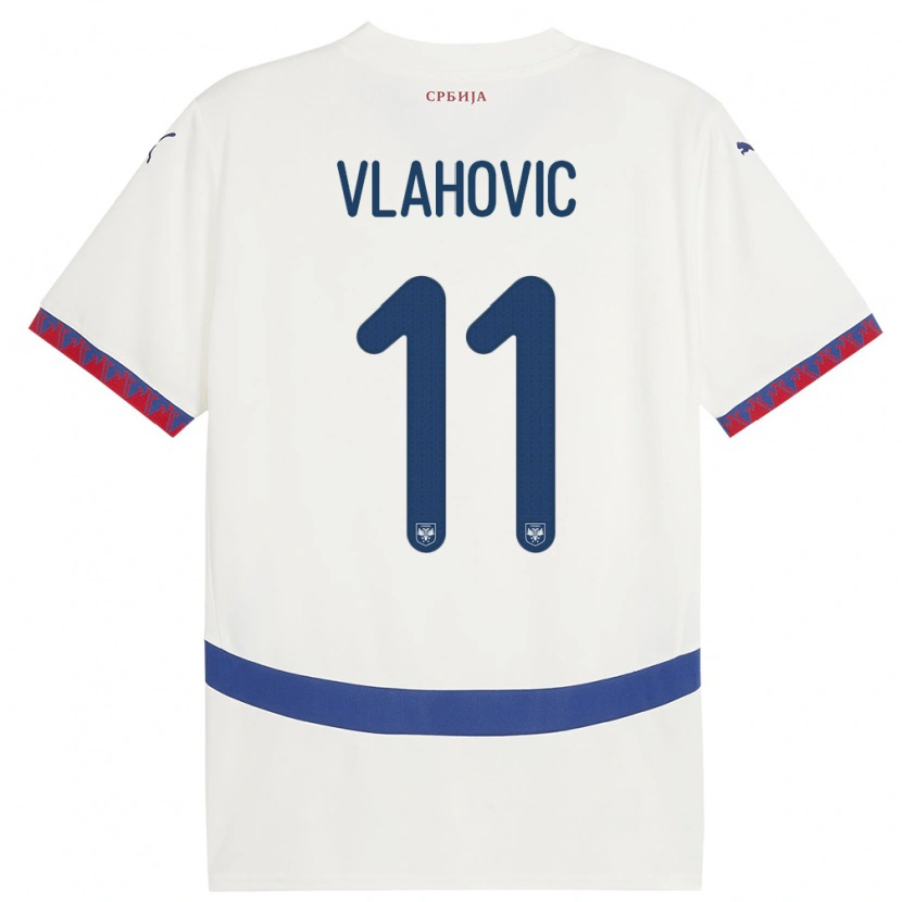 Danxen Mænd Serbien Vanja Vlahovic #11 Hvid Udebane Spillertrøjer 24-26 Trøje T-Shirt
