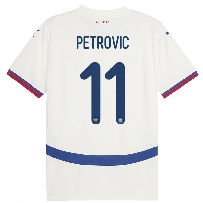 Danxen Mænd Serbien Aleksa Petrovic #11 Hvid Udebane Spillertrøjer 24-26 Trøje T-Shirt