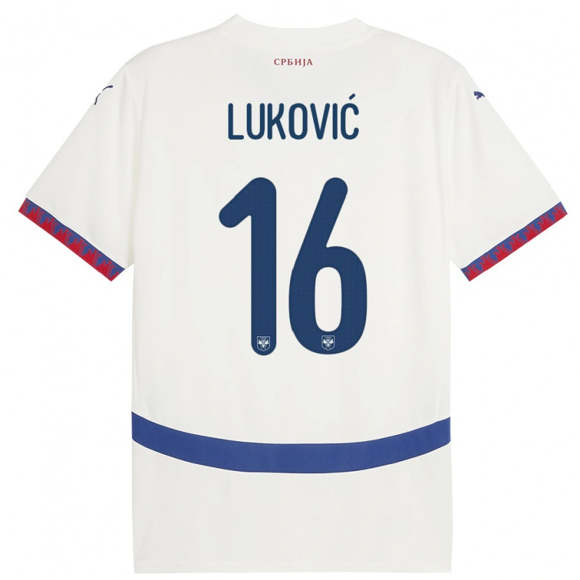 Danxen Mænd Serbien Milos Lukovic #16 Hvid Udebane Spillertrøjer 24-26 Trøje T-Shirt
