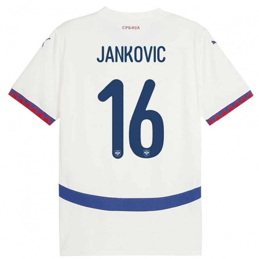 Danxen Mænd Serbien Dimitrije Jankovic #16 Hvid Udebane Spillertrøjer 24-26 Trøje T-Shirt