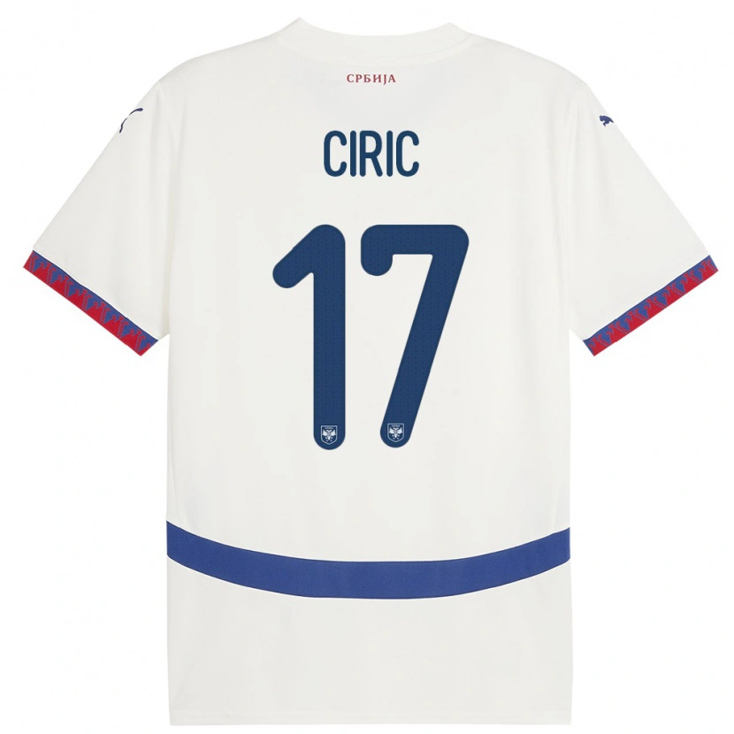 Danxen Mænd Serbien Jovan Ciric #17 Hvid Udebane Spillertrøjer 24-26 Trøje T-Shirt