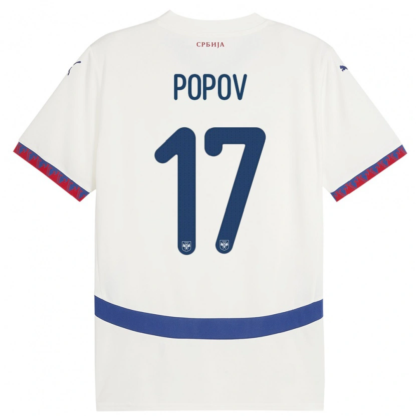 Danxen Mænd Serbien Andrej Popov #17 Hvid Udebane Spillertrøjer 24-26 Trøje T-Shirt