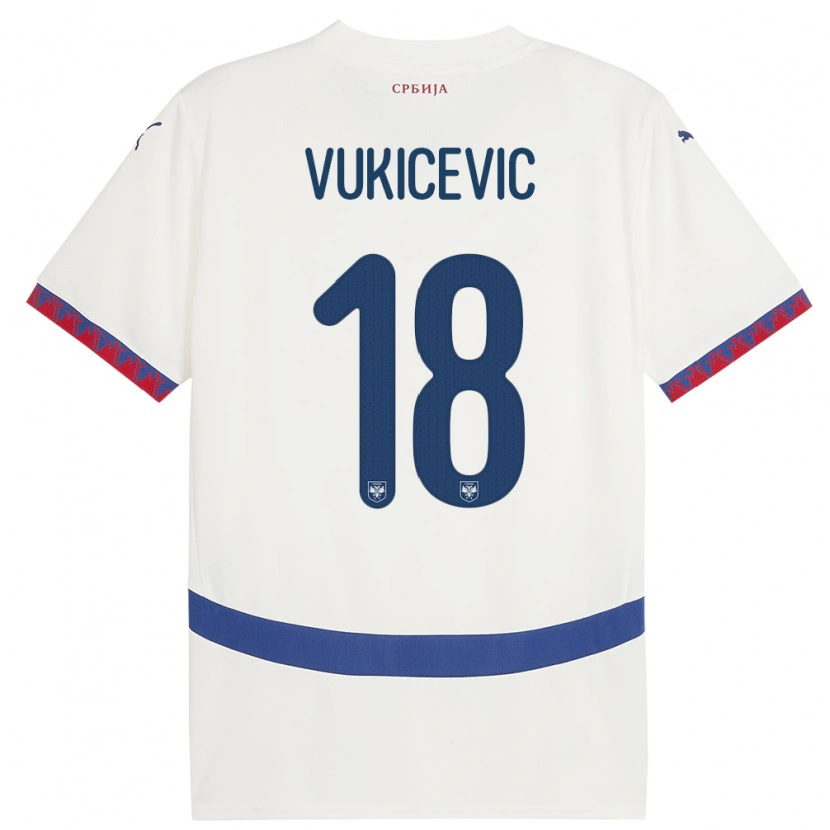 Danxen Mænd Serbien Aleksej Vukicevic #18 Hvid Udebane Spillertrøjer 24-26 Trøje T-Shirt