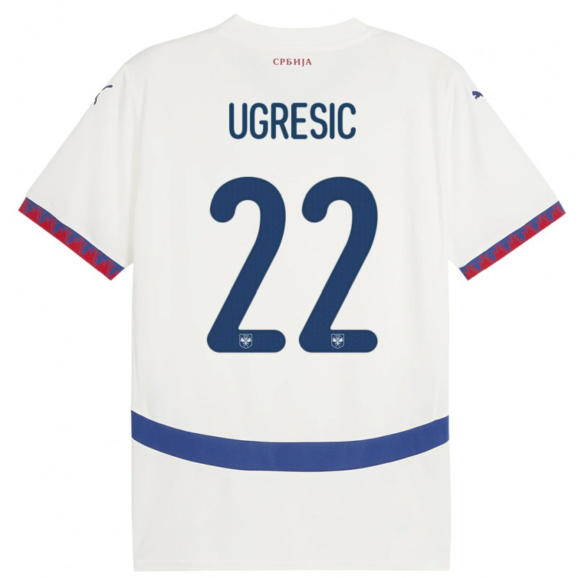 Danxen Mænd Serbien Ognjen Ugresic #22 Hvid Udebane Spillertrøjer 24-26 Trøje T-Shirt