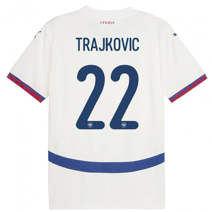 Danxen Mænd Serbien Aleksa Trajkovic #22 Hvid Udebane Spillertrøjer 24-26 Trøje T-Shirt